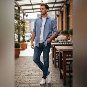 Bloomingdale's Mens Classic Button Down Shirt Size Long Sleeve Summer